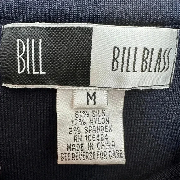 Bill Blass Classic Dark Navy Silk Knit Blend Pencil Stretchy Skirt Size Medium M - Picture 5 of 7